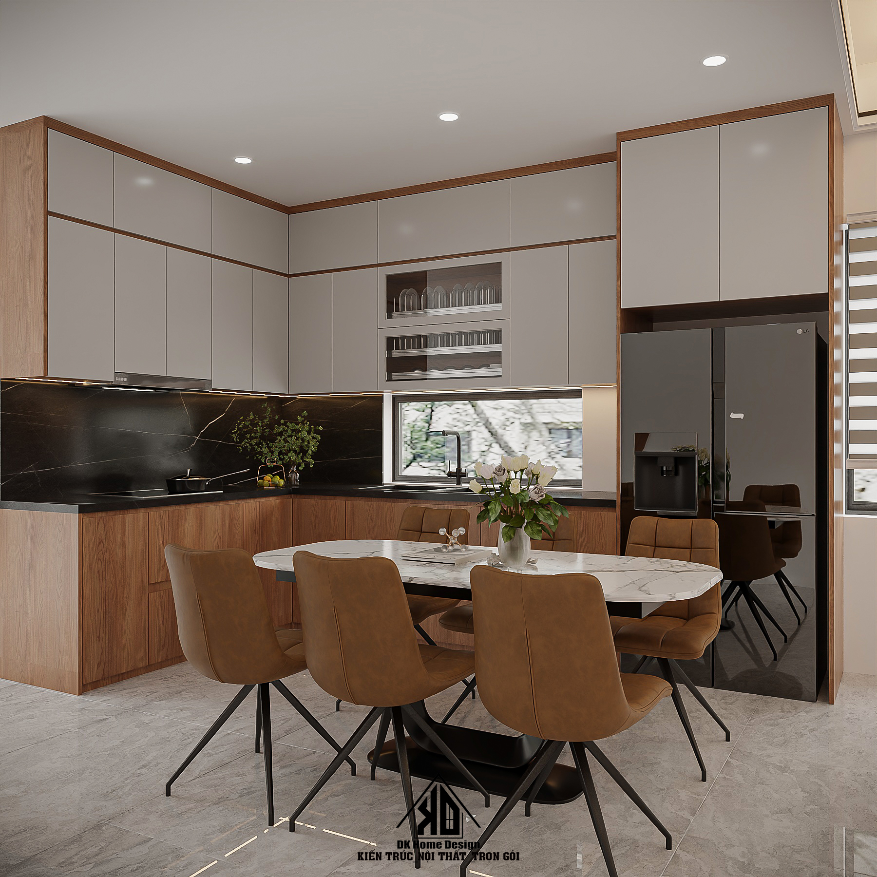 Khám Phá Mẫu Thiết Kế Thi Công Nội Thất Nhà Phố 2 Tầng Hiện Đại Đô Lương Dẫn Đầu Xu Hướng 20 Tủ bếp Acrylic bóng gương nhà phố hiện đại