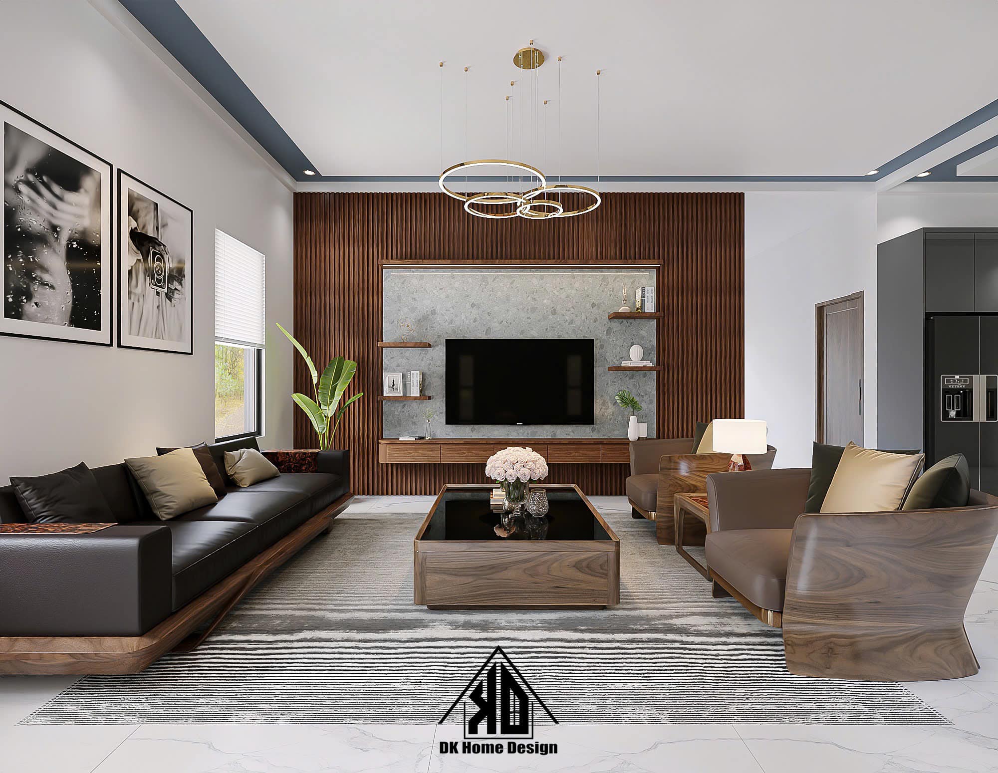 Công ty thi công nội thất có xưởng sản xuất trực tiếp Đô Lương uy tín - Giá tận gốc 10 Thiết kế vách ốp Tivi phòng khách hiện đại.