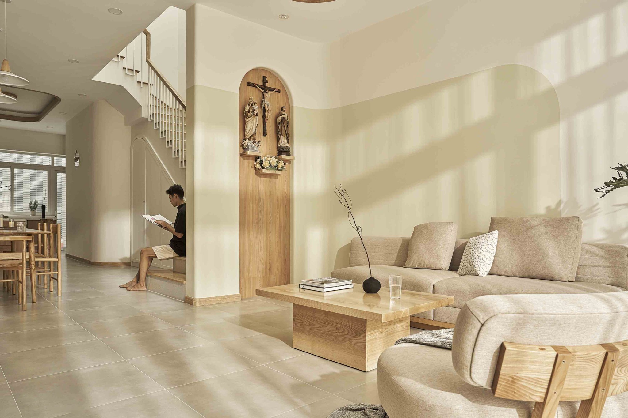 Thiết kế nội thất phòng khách Nghệ An đẹp & tối ưu chi phí 5 Phòng khách phong cách tối giản, ấm cúng