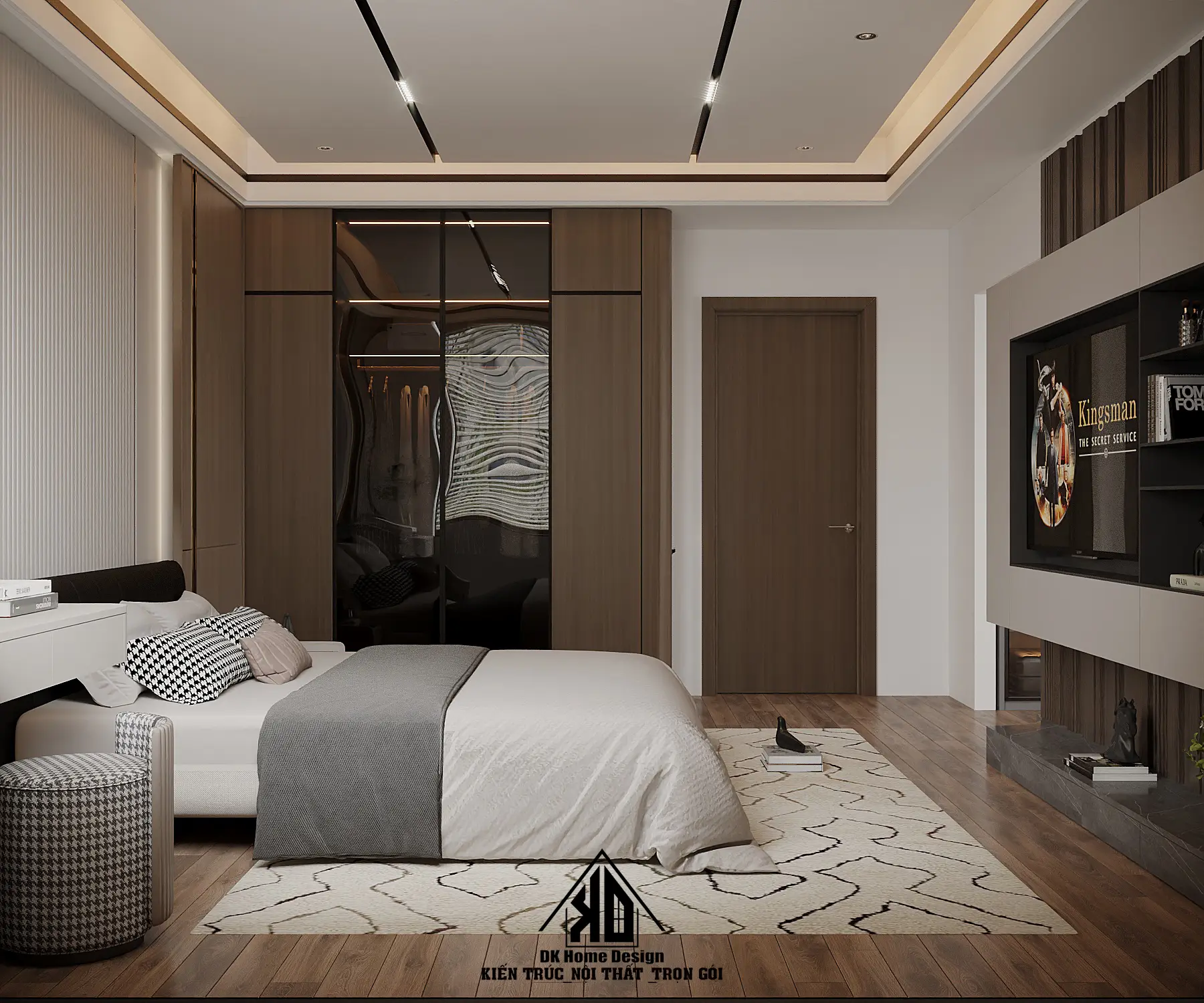 Mẫu thiết kế nội thất nhà phố 3 tầng Đô Lương hiện đại, chuẩn công năng 5 Nội thất phòng ngủ master nhà 3 tầng sang trọng