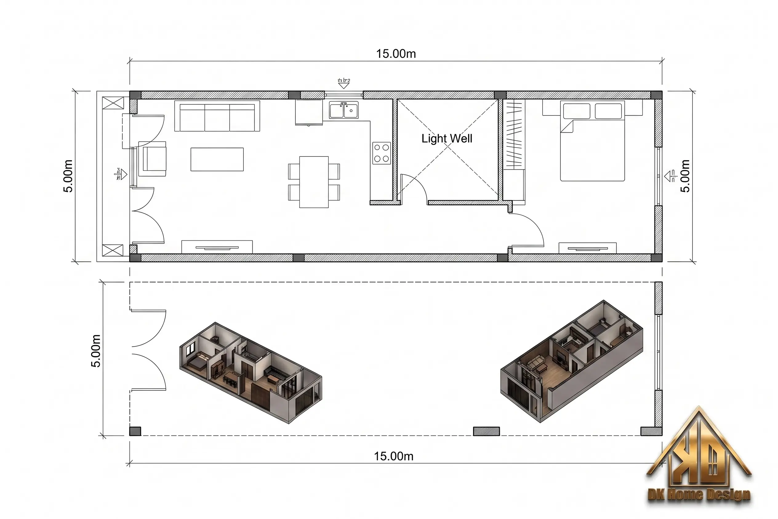Mẫu thiết kế nội thất nhà phố 3 tầng Đô Lương hiện đại, chuẩn công năng 11 Bản vẽ nội thất nhà 3 tầng diện tích 5x15m