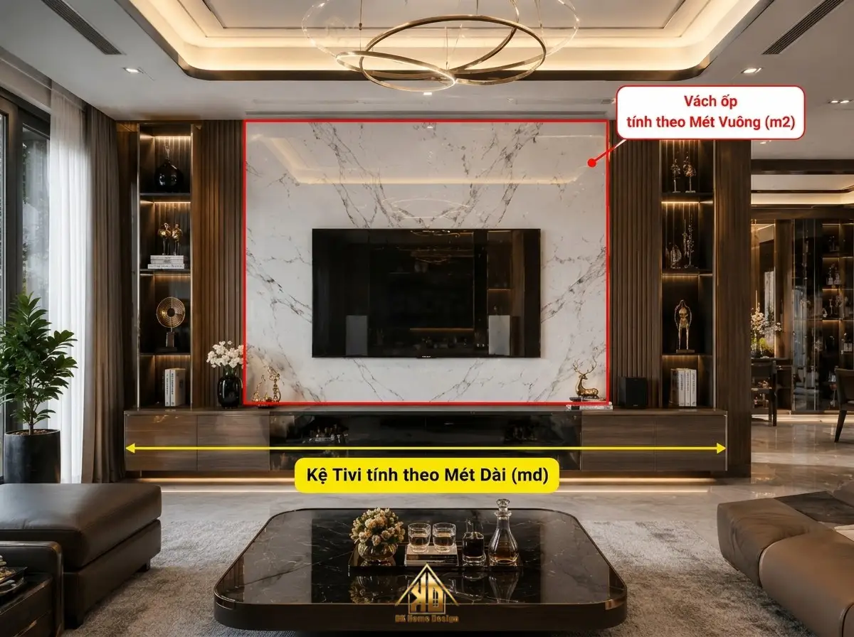 Đừng làm nếu chưa biết 3 chi phí phát sinh thi công nội thất phòng khách Đô Lương, Nghệ An này 11 Cách tính chi phí làm nội thất phòng khách