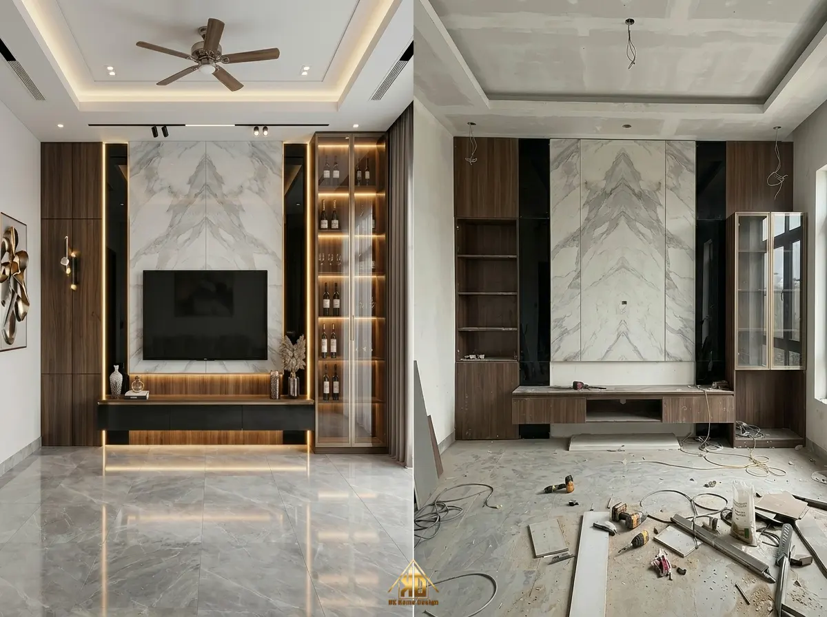 Đừng làm nếu chưa biết 3 chi phí phát sinh thi công nội thất phòng khách Đô Lương, Nghệ An này 9 Sai lệch thiết kế và thực tế thi công