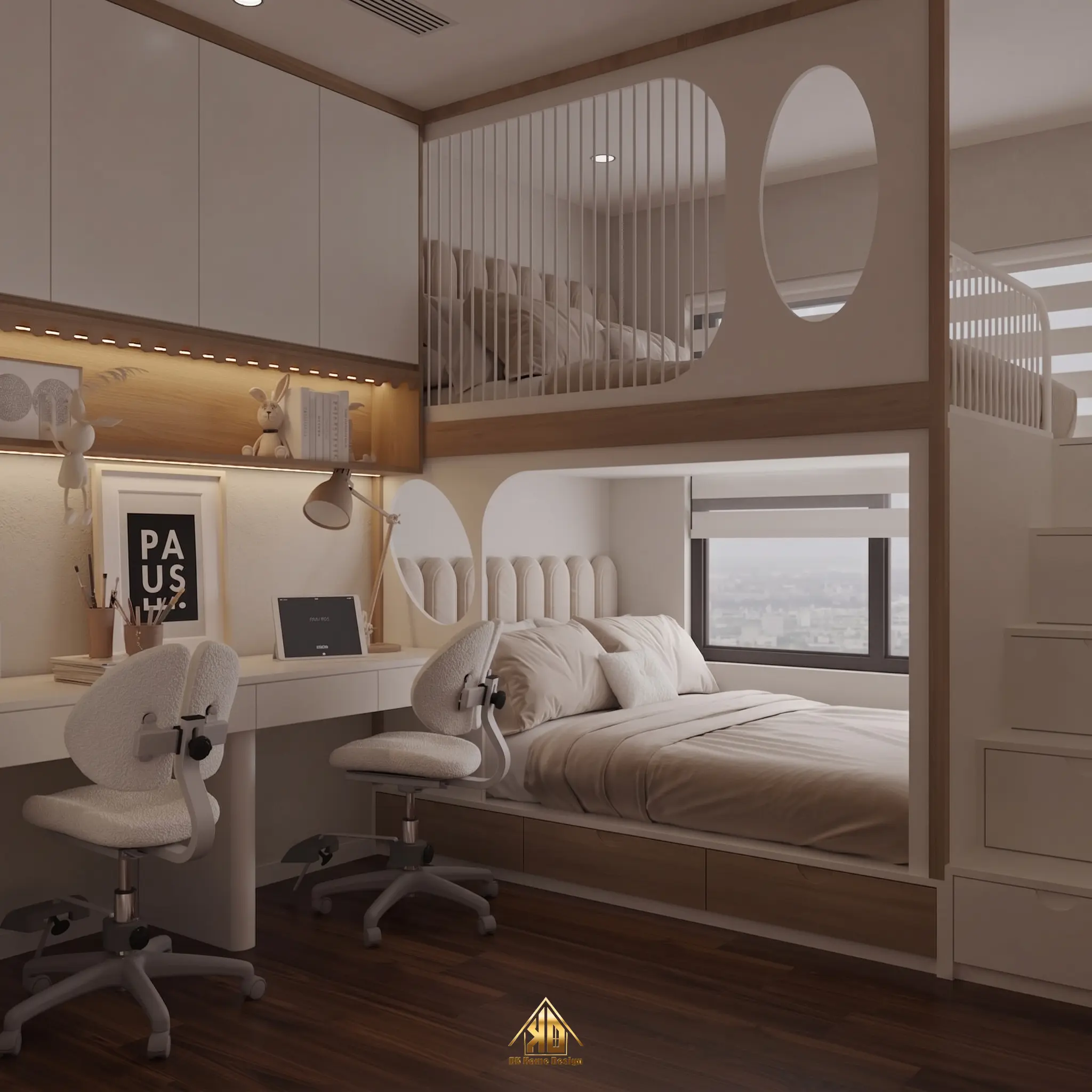Bí Quyết Chọn Xưởng Thiết Kế Thi Công Nội Thất Nhà Phố Hiện Đại Trực Tiếp Tại Đô Lương 15 Giải pháp giường bục đa năng tích hợp tủ áo cho phòng ngủ nhỏ của bé