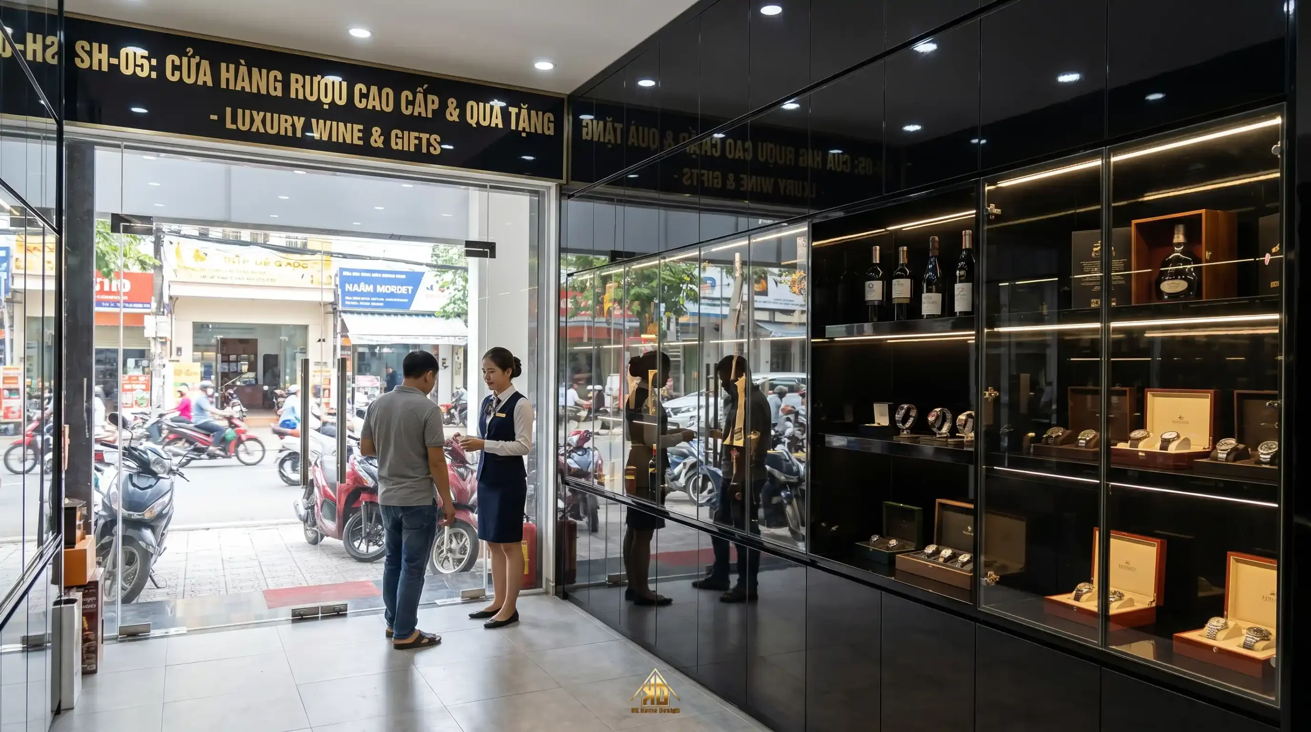Giải Pháp Thiết Kế Thi Công Nội Thất Nhà Phố Hiện Đại Kinh Doanh Kết Hợp Mặt Tiền 8m Sâu 20m 5 Hệ tủ Acrylic bóng gương cao cấp trong shophouse