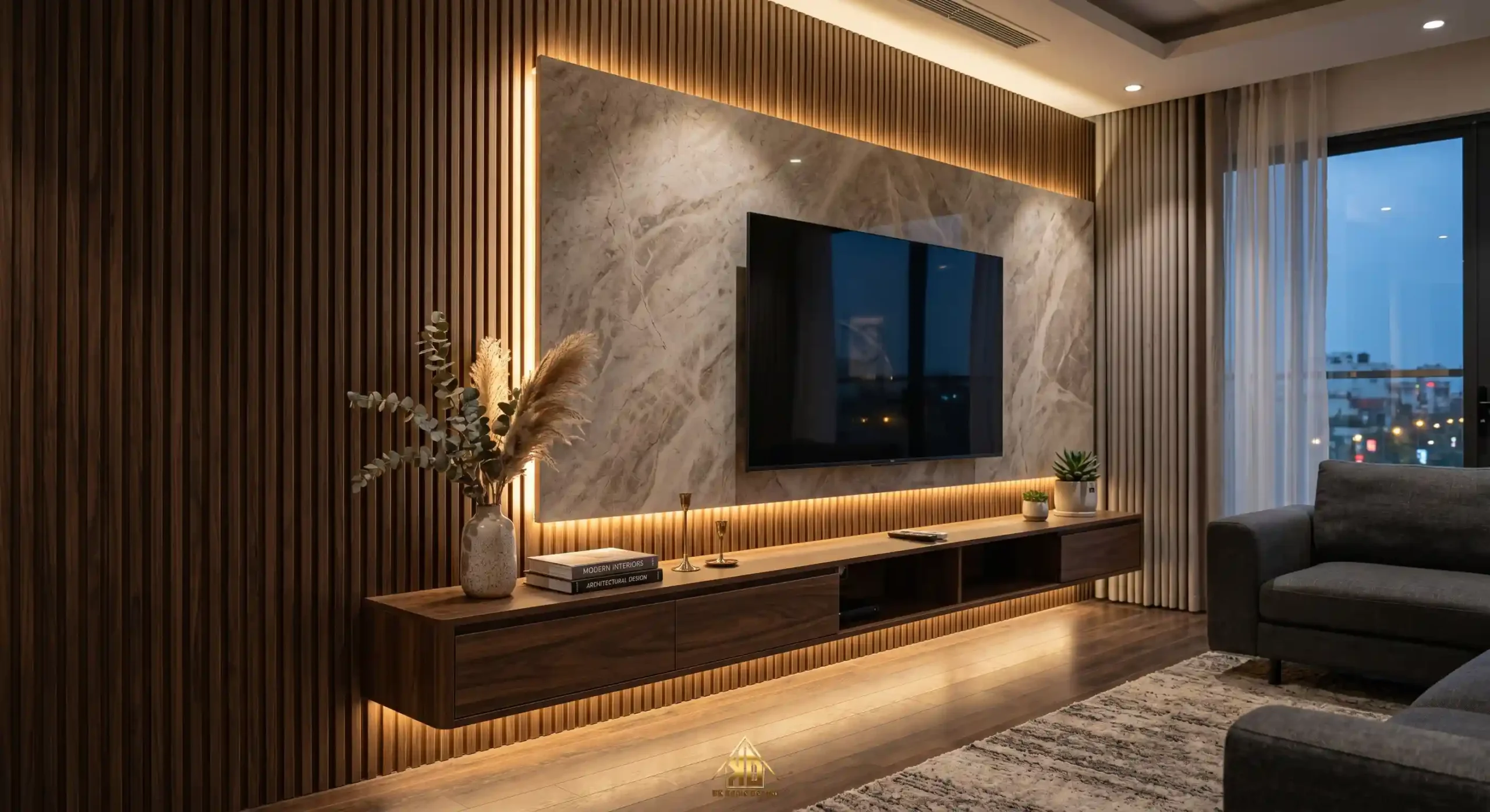 Thi Công Nội Thất Phòng Khách Đô Lương Hết Khoảng Bao Nhiêu Tiền? 8 Hệ tủ tivi phòng khách bằng gỗ MDF chống ẩm