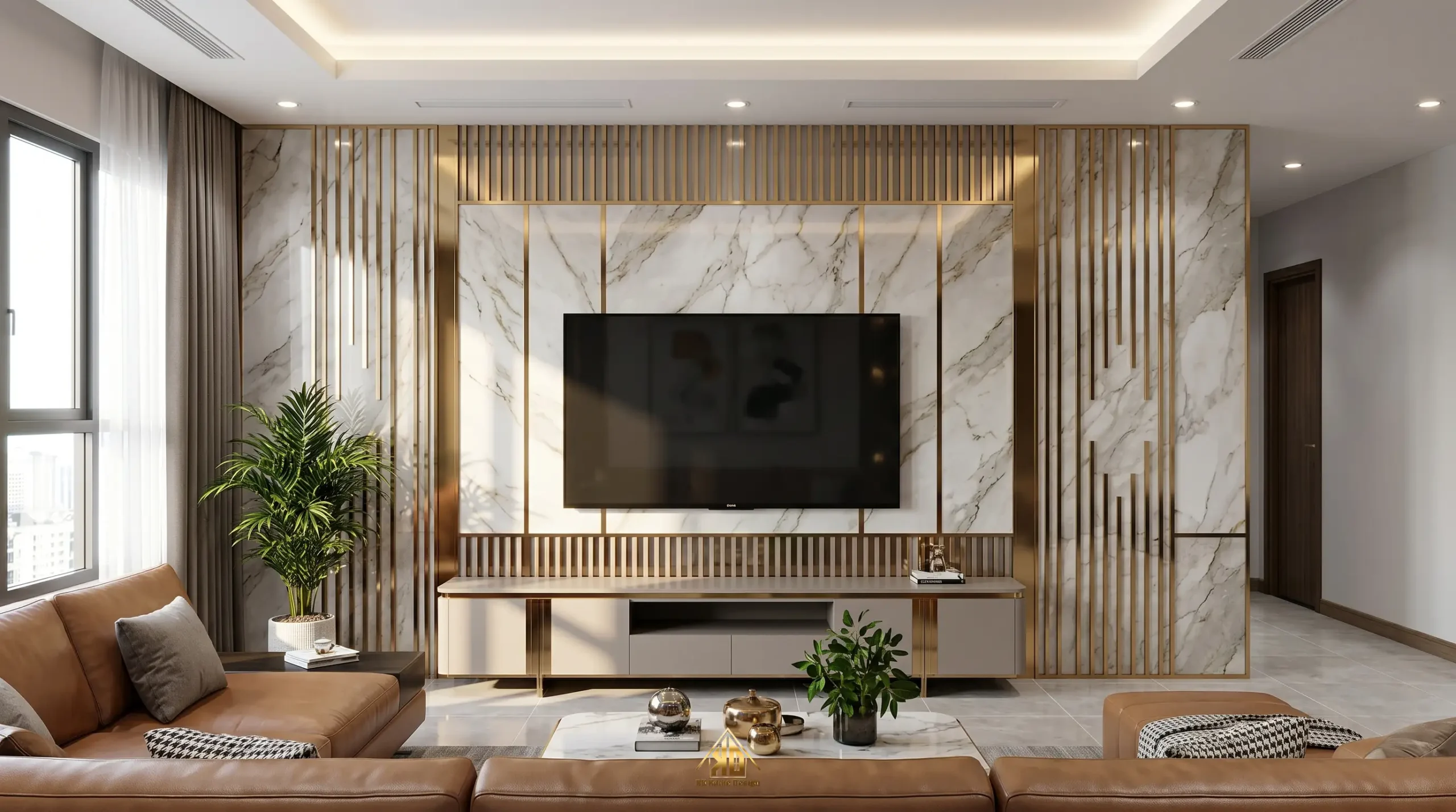 Làm thế nào để chọn vật liệu tốt nhất khi thi công nội thất nhà phố hiện đại Đô Lương Nghệ An? 8 Inox mạ pvd nội thất trang trí vách tivi