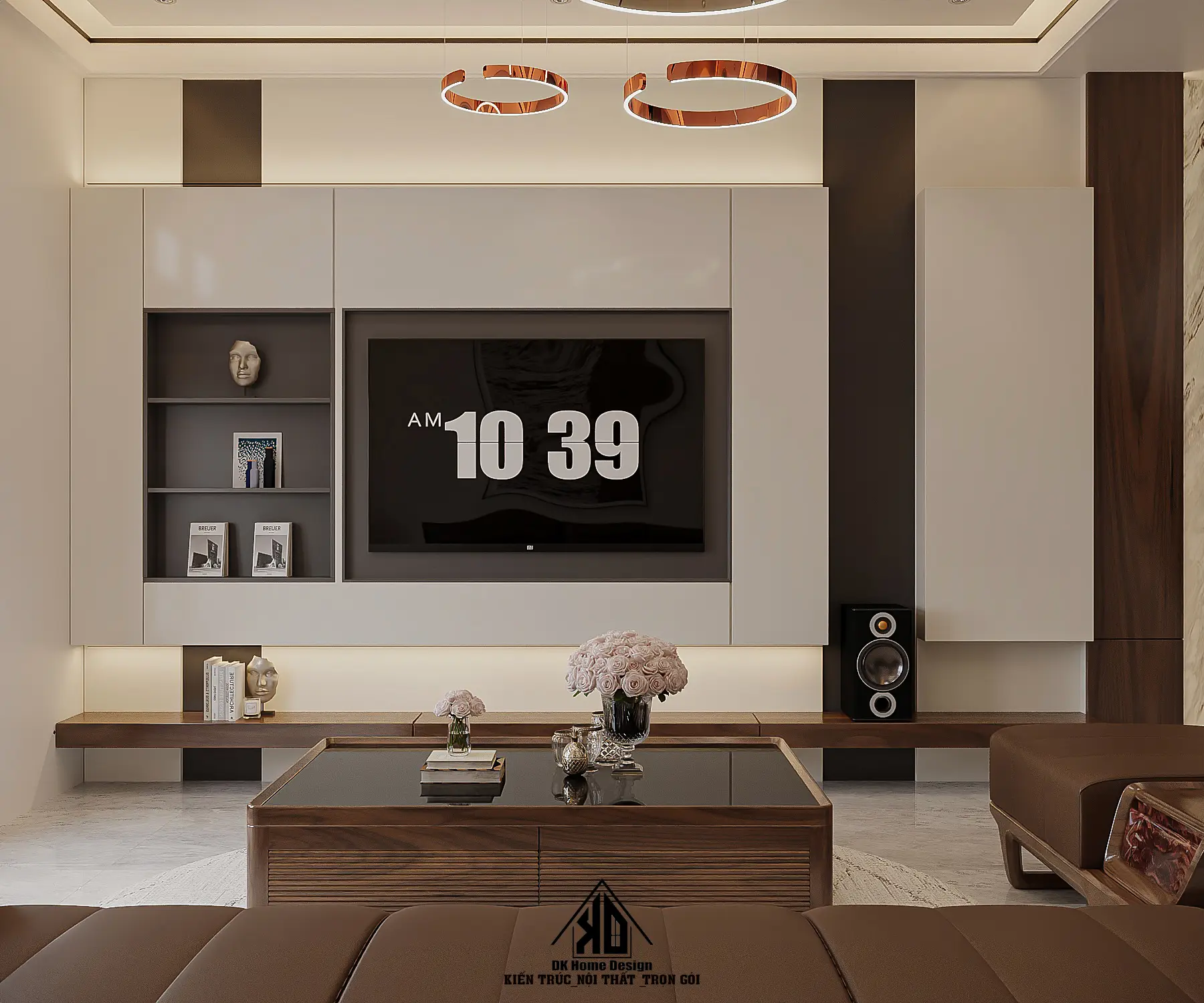 Xu hướng thiết kế thi công nội thất nhà phố hiện đại Đô Lương, Nghệ An mới nhất năm 2026 7 Ứng dụng đá và kim loại mạ PVD trong nội thất hiện đại