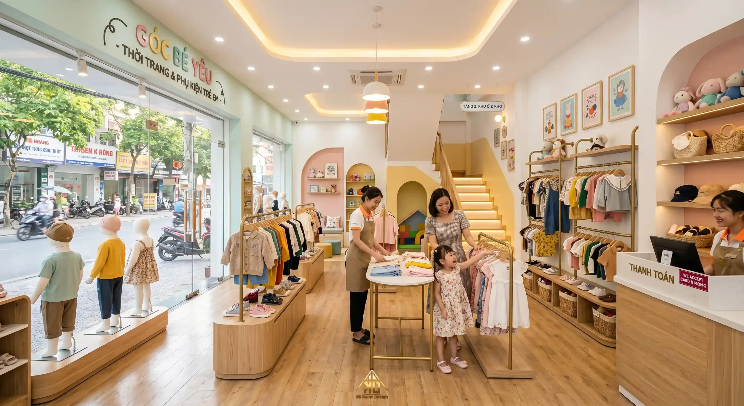 Giải Pháp Thiết Kế Thi Công Nội Thất Nhà Phố Hiện Đại Kinh Doanh Kết Hợp Mặt Tiền 8m Sâu 20m 12 Không gian nội thất shophouse đẹp kinh doanh thời trang