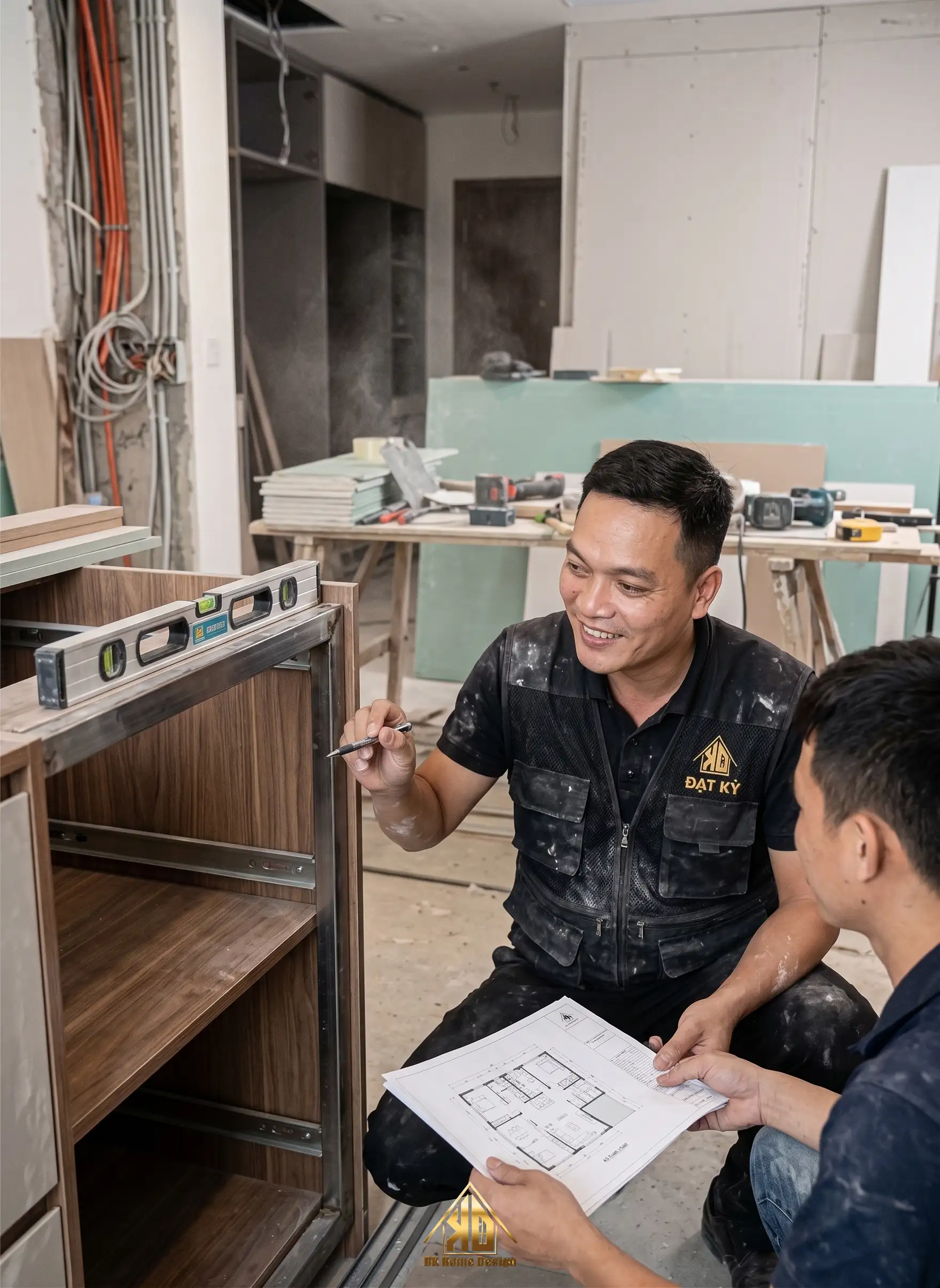 Làm thế nào để chọn vật liệu tốt nhất khi thi công nội thất nhà phố hiện đại Đô Lương Nghệ An? 16 KTS Trần Tùng kiểm tra chất lượng công trình
