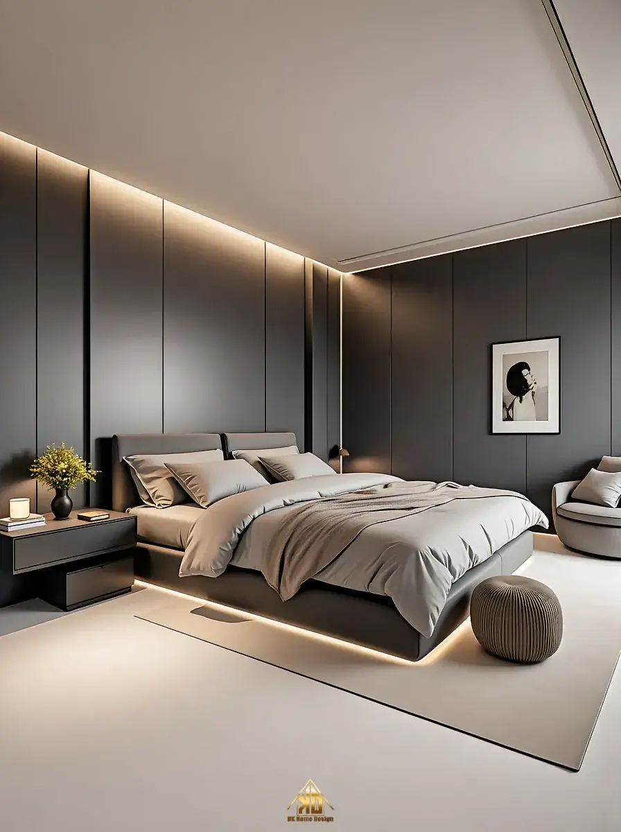 1001 Mẫu Thiết Kế Thi Công Nội Thất Nhà Phố Hiện Đại Cho Phòng Ngủ tại Đô Lương 7 Thi công nội thất phòng ngủ master hiện đại ốp vách lam sóng