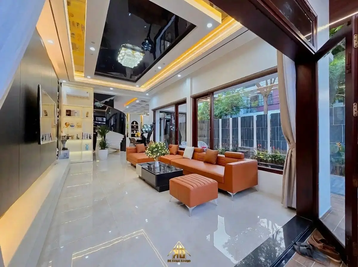 199+ Mẫu thi công nội thất phòng khách Đô Lương đẹp hiện đại năm 2026 7 Nội thất phòng khách kết hợp kính thanh lịch
