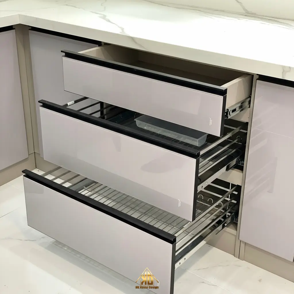 Xu hướng thiết kế thi công nội thất nhà phố hiện đại Đô Lương, Nghệ An mới nhất năm 2026 11 Phụ kiện tủ bếp thông minh chính hãng