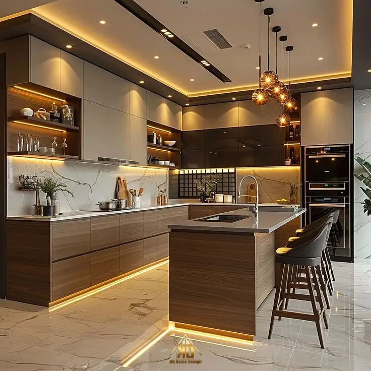 Hướng Dẫn Bố Trí Chuẩn Phong Thủy Cho Thi Công Nội Thất Nhà Phố Hiện Đại Tại Đô Lương Rước Tài Lộc 2026 11 Bố trí công năng tủ bếp chuẩn quy tắc tam giác phong thủy, tránh Thủy Hỏa tương xung