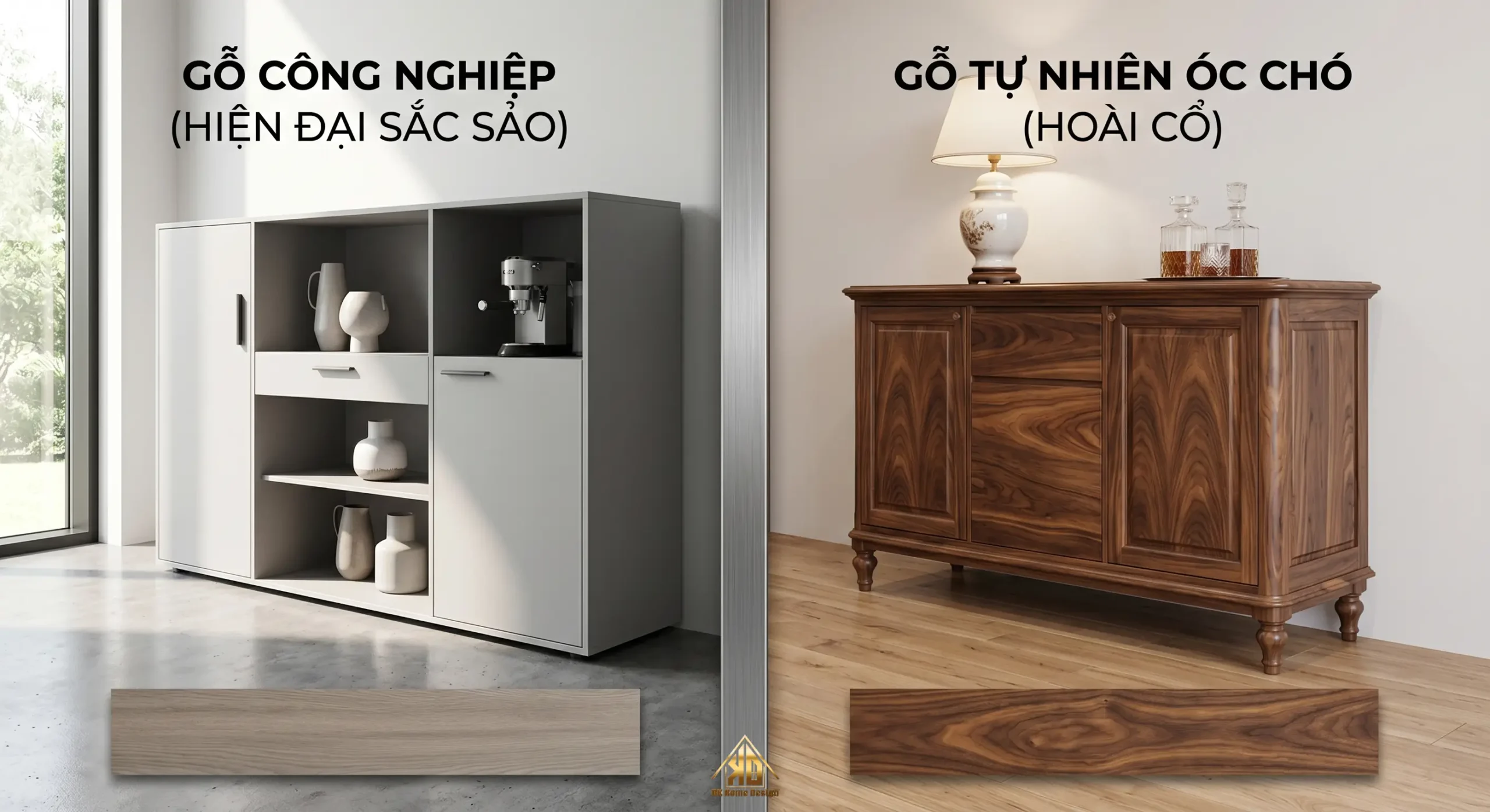 Làm thế nào để chọn vật liệu tốt nhất khi thi công nội thất nhà phố hiện đại Đô Lương Nghệ An? 10 So sánh gỗ công nghiệp cao cấp và gỗ tự nhiên óc chó