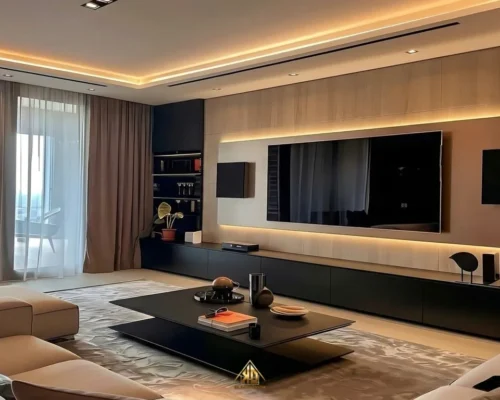 Đừng làm nếu chưa biết 3 chi phí phát sinh thi công nội thất phòng khách Đô Lương, Nghệ An này 18 Thi công kệ tivi hiện đại