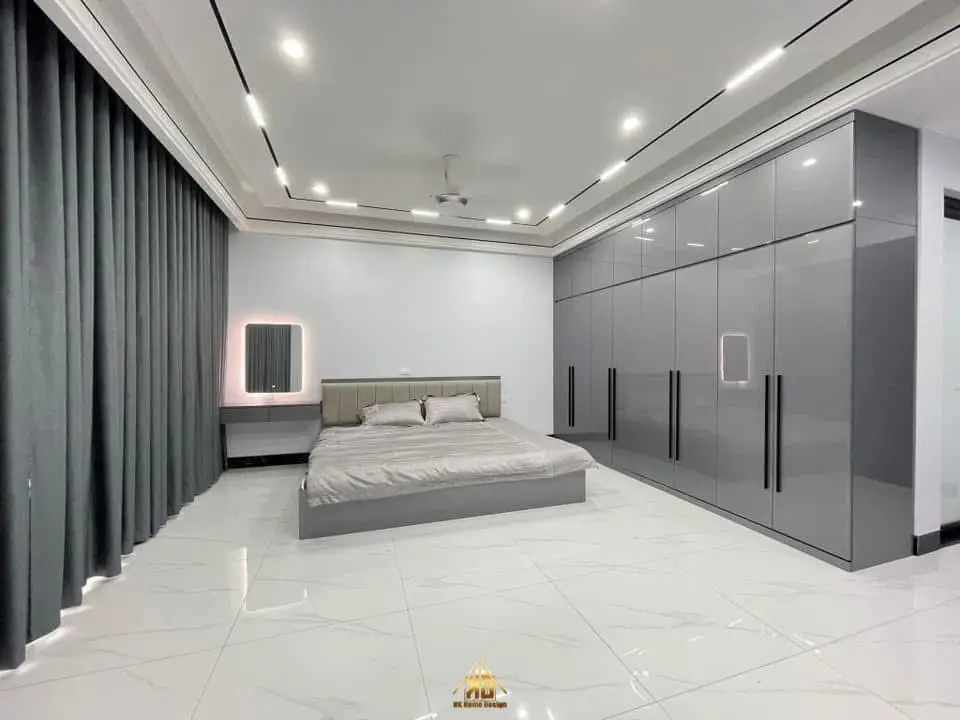 1001 Mẫu Thiết Kế Thi Công Nội Thất Nhà Phố Hiện Đại Cho Phòng Ngủ tại Đô Lương 8 Thi công nội thất phòng ngủ master bằng gỗ Acrylic bóng gương