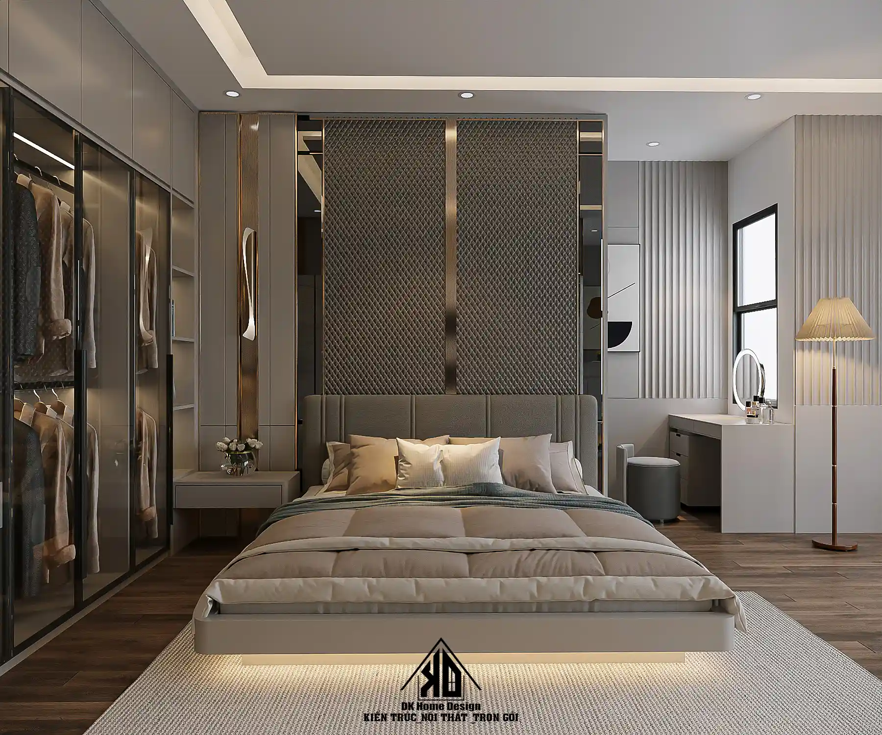 Thời gian để thiêt kế thi công nội thất nhà phố hiện đại Đô Lương ? Hạng mục & Quy trình trọn gói 3 Thiết kế nội thất phòng ngủ Master nhà phố hiện đại