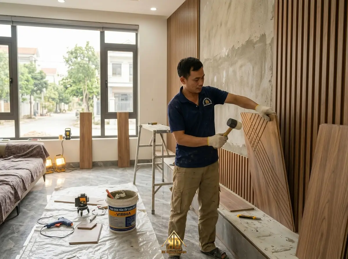 Thi công nội thất phòng khách giá rẻ Đô Lương, Nghệ An có thật sự tiết kiệm? 13 Dịch vụ thi công và bảo hành nội thất tại Đô Lương