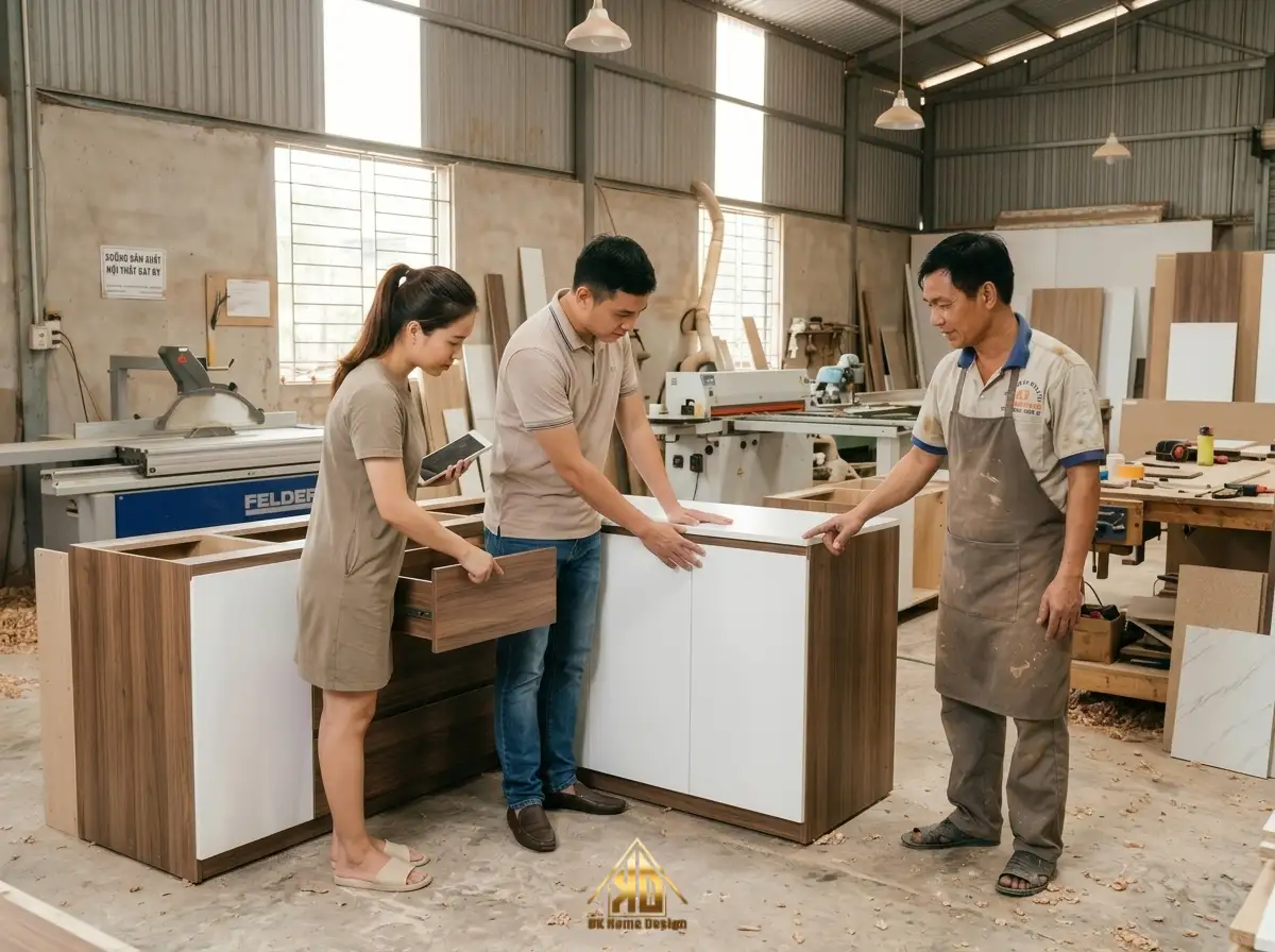 Cách Tính Chi Phí Thi Công Nội Thất Phòng Khách Đô Lương Sát Thực Tế Nhất Năm 2026 12 Đội ngũ Nội Thất Đạt Kỳ kiểm tra chất lượng sản phẩm