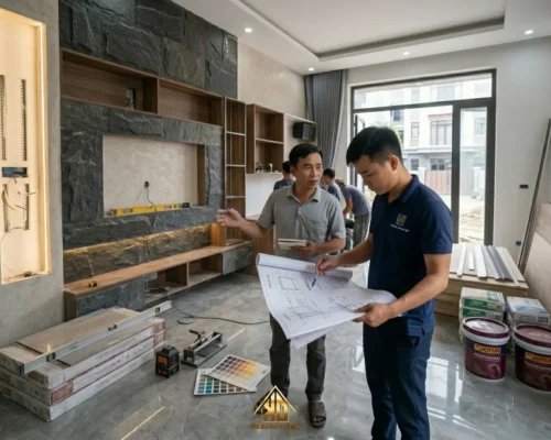 Làm nội thất phòng khách trọn gói Đô Lương năm 2026 có tiết kiệm hơn không? 39 Kiến trúc sư nội thất Đạt Kỳ