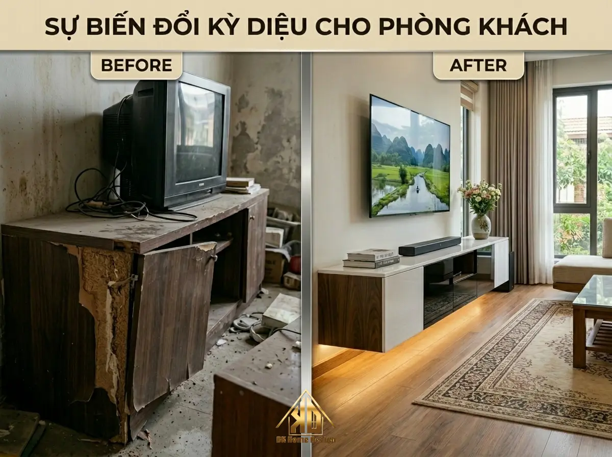 Nguyên nhân nội thất phòng khách xuống cấp của gia chủ Đô Lương, Nghệ An sau 2 năm đưa vào sử dụng 1 Nguyên nhân nội thất phòng khách xuống cấp tại Đô Lương Nghệ An