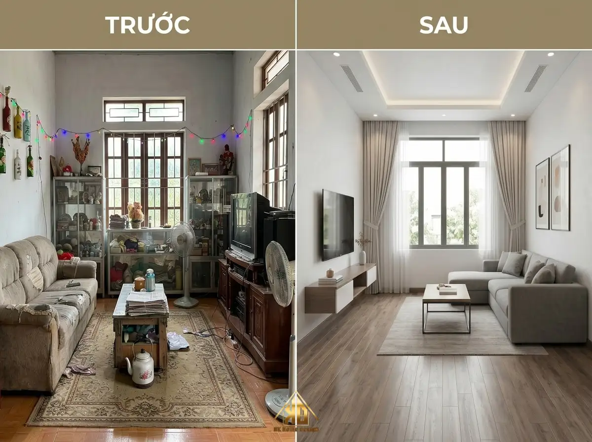 Kinh Nghiệm Thi Công Nội Thất Phòng Khách Nhà Ống Đô Lương, Nghệ An Đẹp & Tối Ưu Công Năng 2 Sai lầm khi tự thi công nội thất phòng khách nhà phố