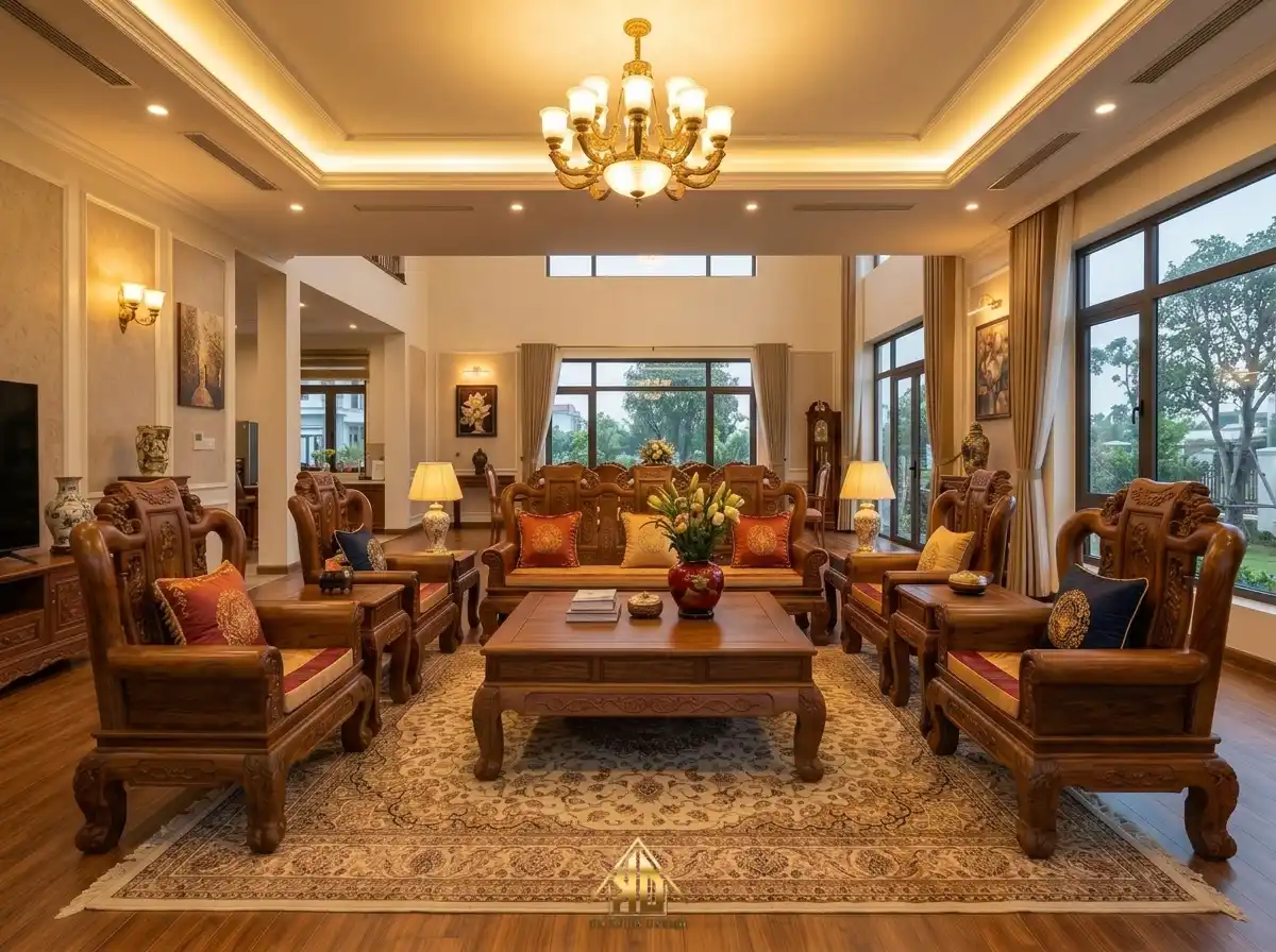 Nên dùng gỗ MDF hay gỗ tự nhiên làm nội thất phòng khách tại Đô Lương, Nghệ An? 6 Bộ sofa gỗ tự nhiên nguyên khối phòng khách