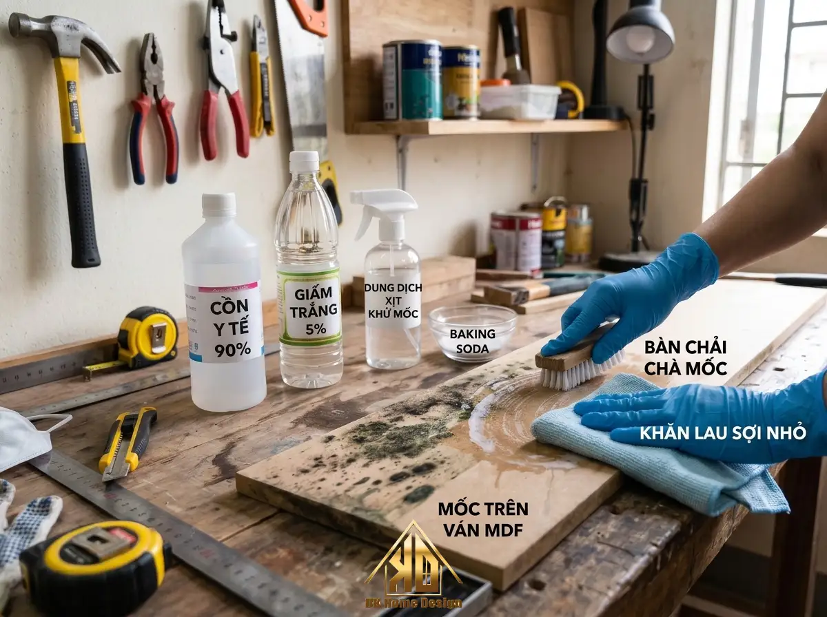Ván MDF Bị Mốc Khi Thi Công Nội Thất Trọn Gói Giao Khoán Sau 1 Năm Sử Dụng Lỗi Do Đâu? 12 Cách xử lý ván MDF bị mốc bằng cồn và giấm tại nhà