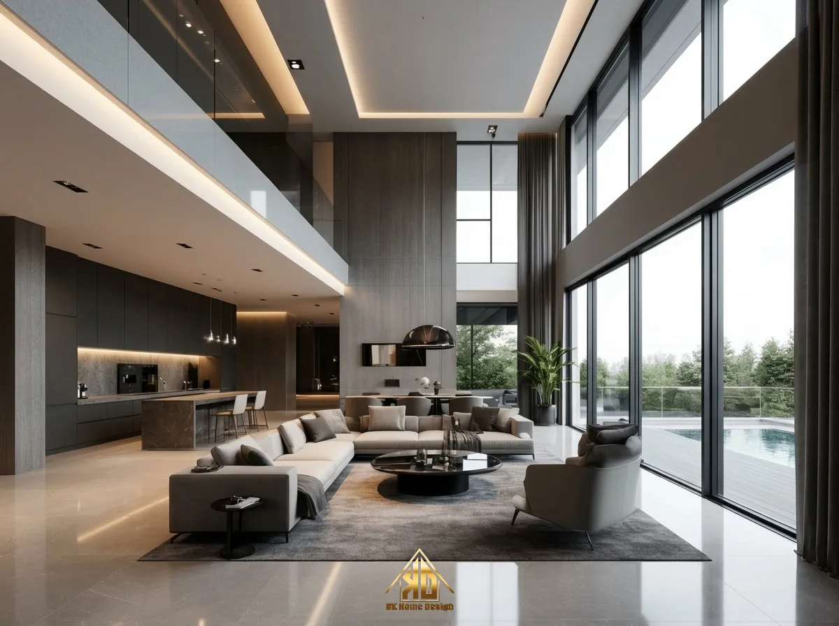 Khuyến mãi thiết kế 3D thi công nội thất trọn gói tại Đô Lương Nghệ An khi ký hợp đồng trong tháng này 3 Thiết kế nội thất phòng khách gỗ công nghiệp hiện đại