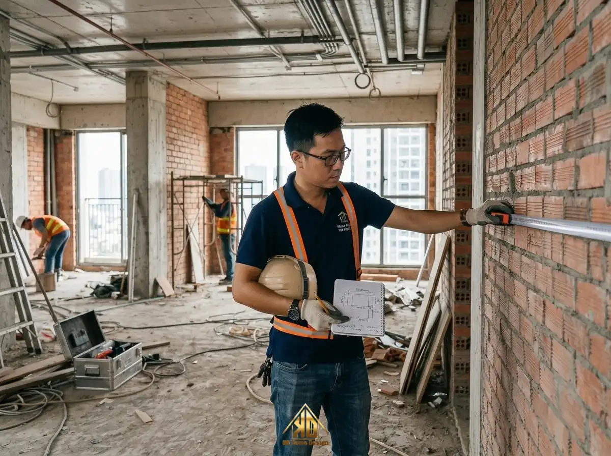 Vật liệu phòng bếp thi công nội thất trọn gói Yên Thành siêu bền được chuyên gia khuyên dùng 14 Khảo sát và đo đạc nội thất thực tế tại công trình Yên Thành