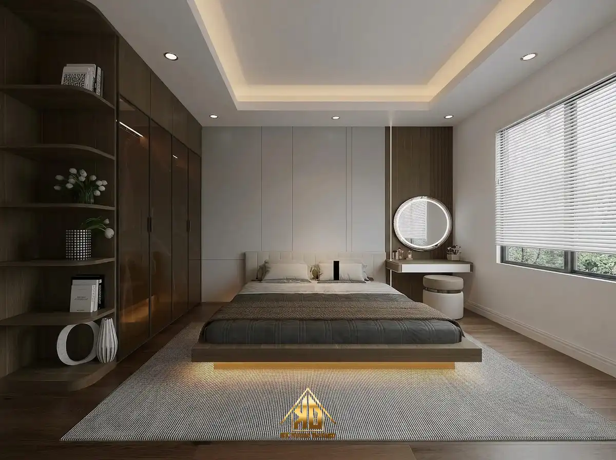 Xu Hướng Thi Công Nội Thất Trọn Gói Hiện Đại Tại Yên Thành Hot Nhất Năm 2026 8 Nội thất phòng ngủ hiện đại với đường nét bo cong mềm mại