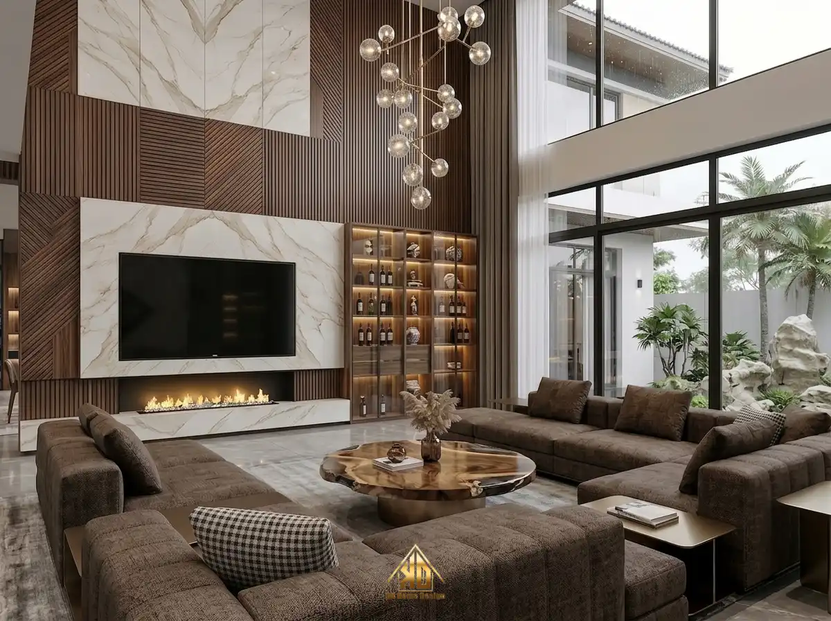 Giải pháp thi công nội thất trọn gói biệt thự tại Yên Thành đẳng cấp từ Nội thất Đạt Kỳ 8 Thi công nội thất phòng khách biệt thự hiện đại sang trọng
