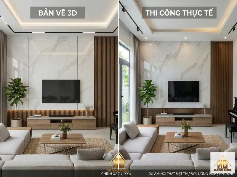 Thiết Kế Nội Thất Nhà Phố Mặt Tiền 4m: Giải Pháp Tối Ưu Ánh Sáng 16 Nghiệm thu phòng khách biệt thự tại Đô Lương