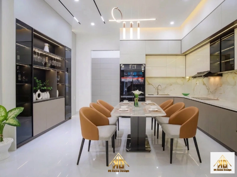 Thiết Kế Nội Thất Nhà Phố Mặt Tiền 4m: Giải Pháp Tối Ưu Ánh Sáng 9 Tủ bếp nhà phố tại Đô Lương do công ty nội thất Đô Lương Nghệ An thi công